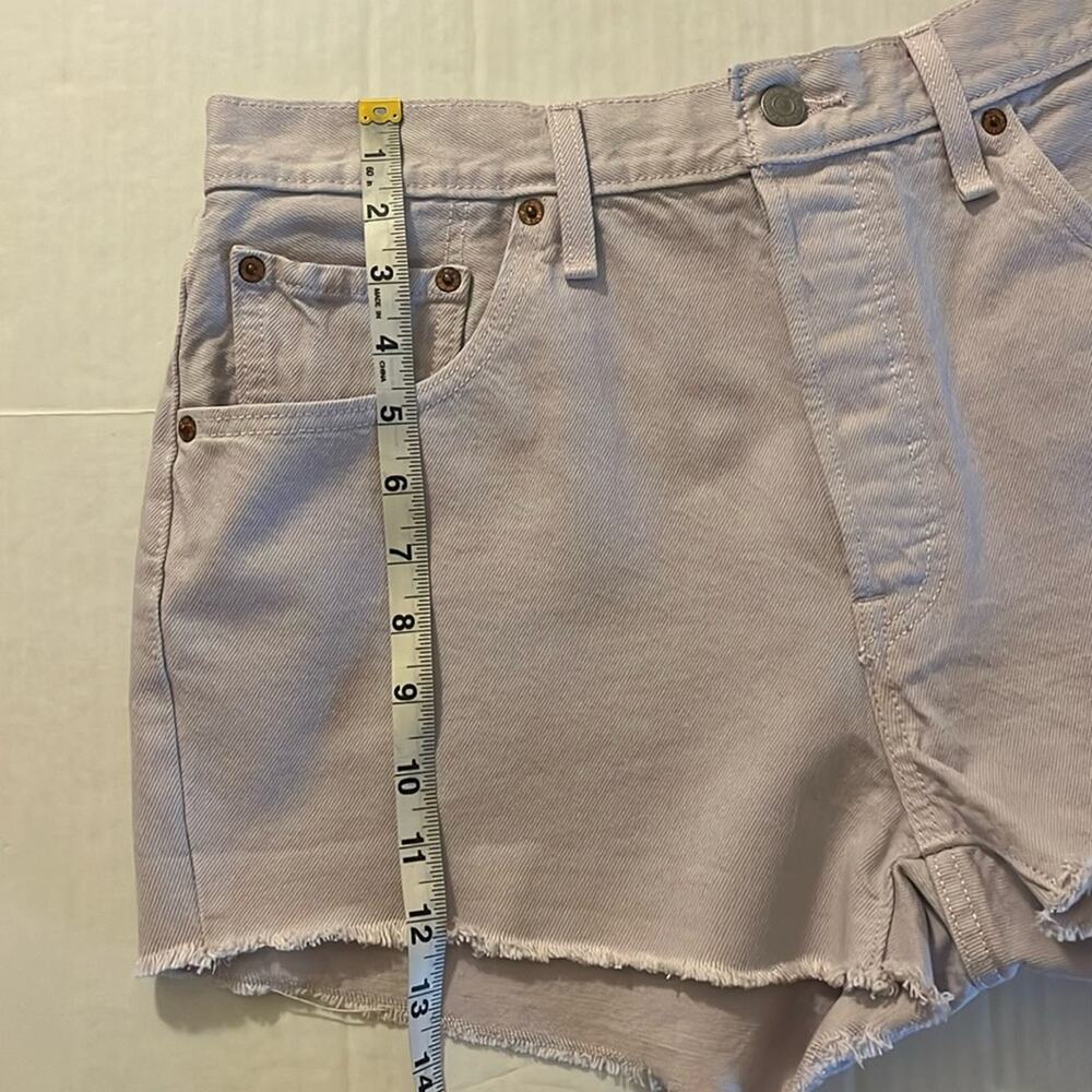 Levi 501 Lilac Cutoff Denim Shorts Womens Size L Button Fly Fray Casual Summer - Picture 10 of 16